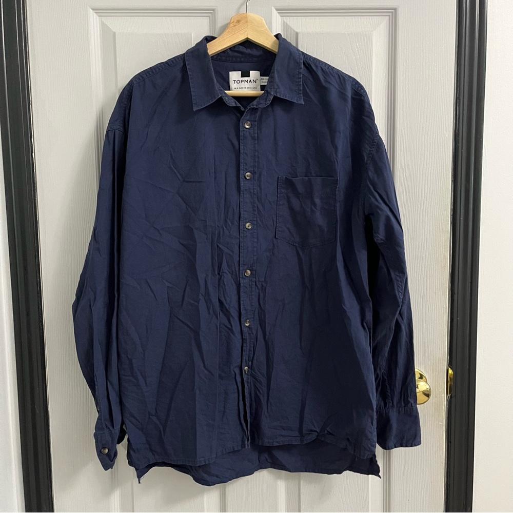 TOPMAN - Blue Button-Up Shirt Size M